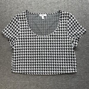 Freshman 1996‎ Crop Black & White Houndstooth Top Junior Sz Large